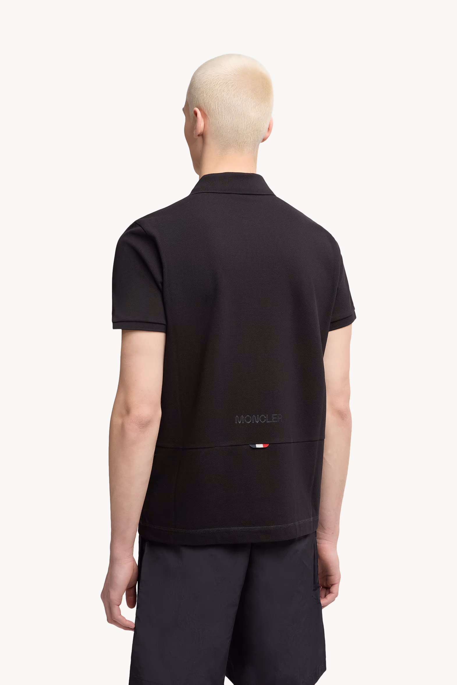 Logo Patch Cotton Piquet Polo Shirt Men Black Moncler 5
